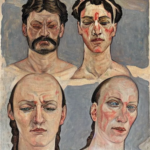 Prompt: faces of anxiet, xanax, painted by ferdinand hodler