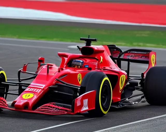 Image similar to live action photo of the 2 0 2 1 f 1 scuderia ferrari, 8 k, sports photography