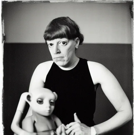 Image similar to portrait of virus performer by Diane Arbus, 50mm