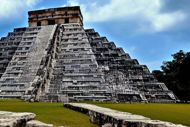 Image similar to holiday photo of Chichen Itza in the future