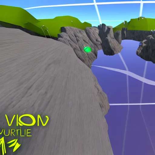 Image similar to first person tilted angle view of a VRchat world, screenshot