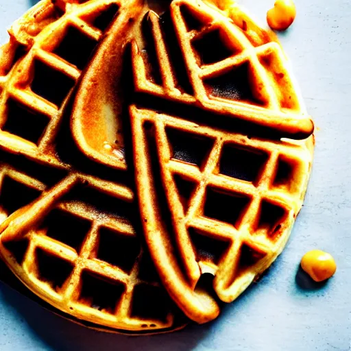 Image similar to A waffle with peas on it, photograph