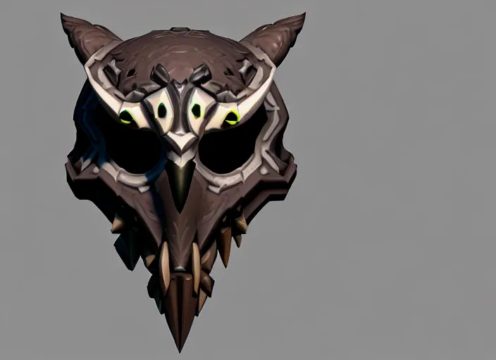 Image similar to owl skull mask, stylized stl, 3 d render, activision blizzard style, hearthstone style, darksiders art style