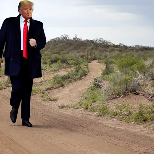 Prompt: donald trump crossing the mexican border