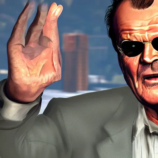 Image similar to jack nicholson in the style of gta 5