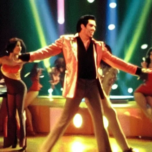 Image similar to John Travolta dancing in a Discothek 2022,8k