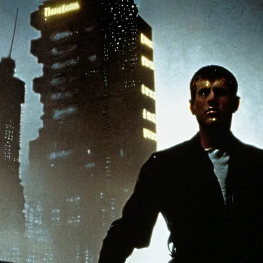 Prompt: thomas. still from blade runner.