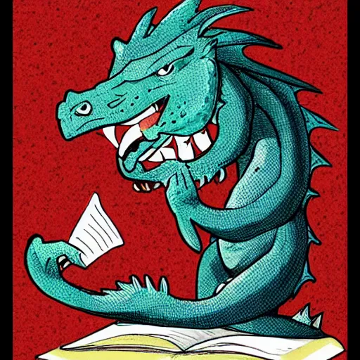 Image similar to as he got older, he would use a puff of air to turn each page from left to right as his reading speed started to pick up since his tiny arms could no longer reach the thin pages of thick ancient parchment paper. his once young gleamly green eyes were weary. dragons, like all creatures, are mortals.! ultrarealistic 1 5 0 mpx