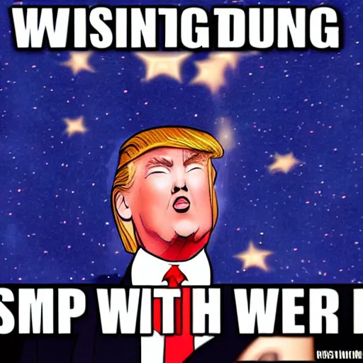 Prompt: wishing upon a star but then its just donald trump descending from heaven