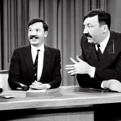 Image similar to jimmy fallon interviewing adolf hitler