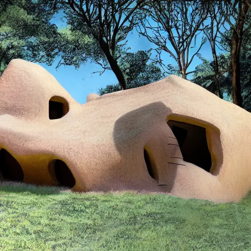 Prompt: The Flintstone's House in the real world, photorealistic