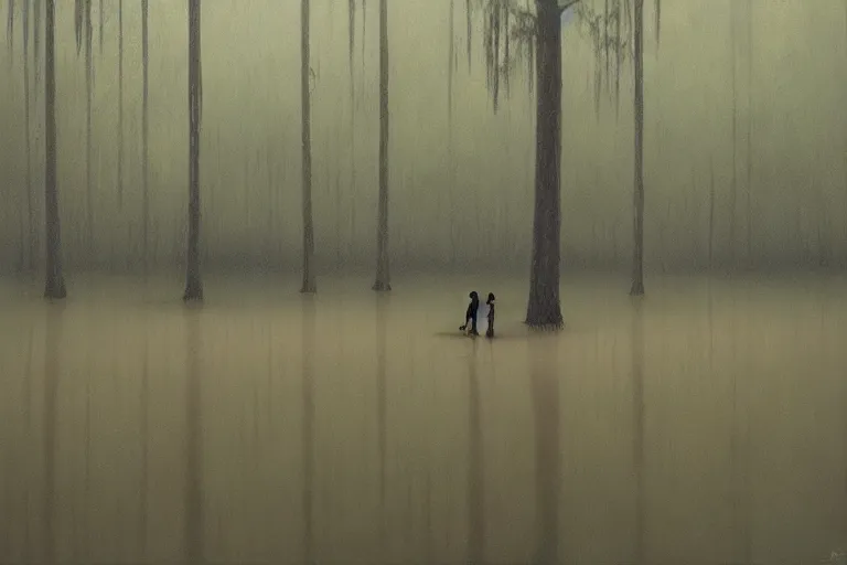 Image similar to scene from louisiana swamps, graveyard, voodoo, artwork by tim eitel