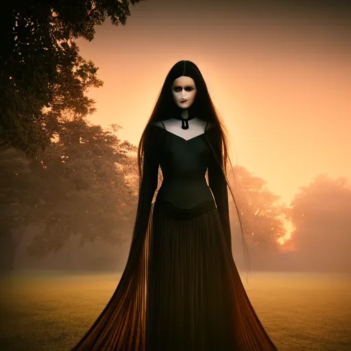 Image similar to photographic portrait of a stunningly beautiful futuristic gothic in soft dreamy light at sunset, contemporary fashion shoot, by edward robert hughes, annie leibovitz and steve mccurry, david lazar, jimmy nelsson, breathtaking, 8 k resolution, extremely detailed, beautiful, establishing shot, artistic, hyperrealistic, beautiful face, octane render