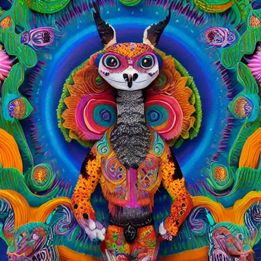 Image similar to Alebrijes” full body portrait, 3-D 8k , digital art, Mexican folk art, cute single animal, contrasting nebula background, Hyperdetailed, Martin Sandiego, Julia Fuentes, Adi Granov