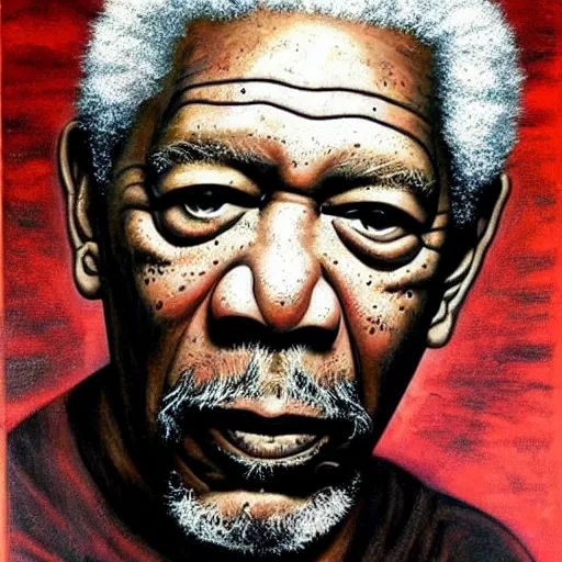 Image similar to morgan freeman as painted by hr giger