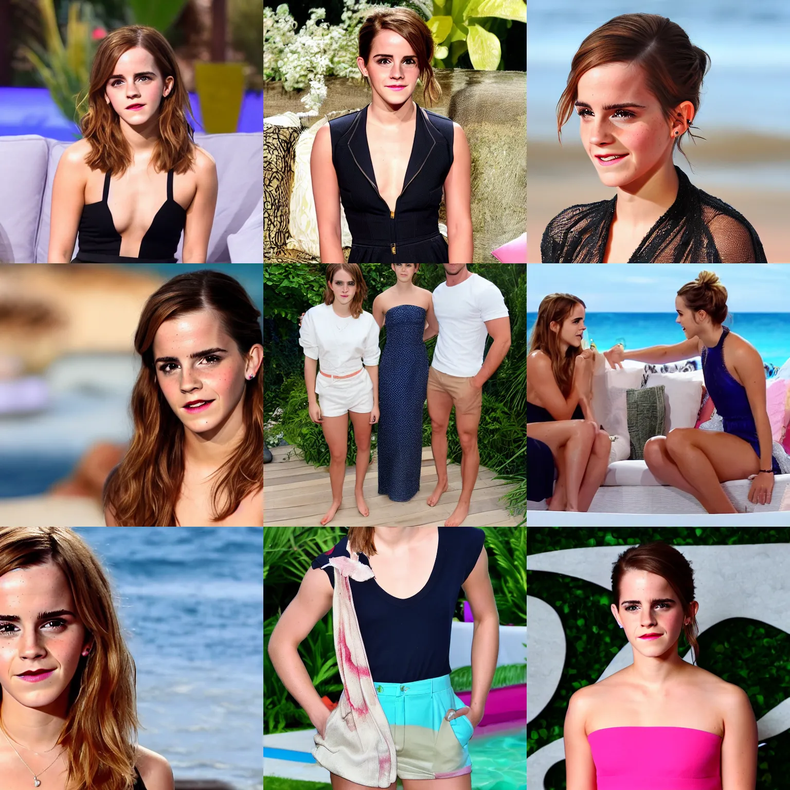 Prompt: emma watson on love island uk