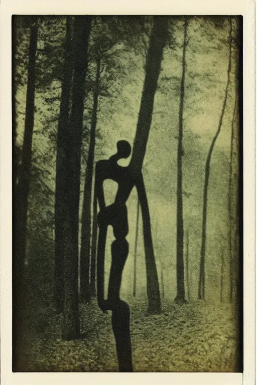 Image similar to man made of forest, surreal, 1 9 1 0 polaroid photo