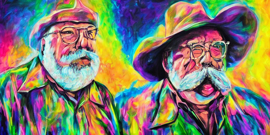 Prompt: wilford brimley diabeetus psychedelic ethereal high fidelity painting high resolution trending on artstation