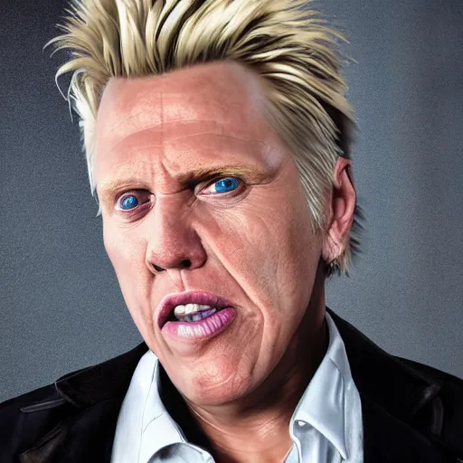 Image similar to hyperrealistic mixed media image of gary busey, stunning 3 d render inspired art by xiang duan and thomas eakes and greg rutkowski, perfect facial symmetry, hyper realistic texture, realistic, highly detailed attributes and atmosphere, dim volumetric cinematic lighting, 8 k octane detailed render, post - processing, masterpiece,