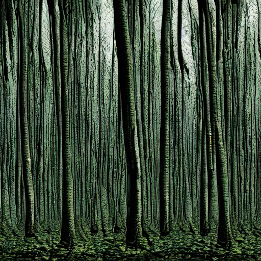 Image similar to Digitally corrupted forest trees, data loss