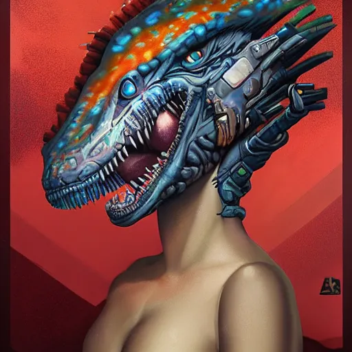 Image similar to Lofi bioPunk portrait tyrannosaurs rex Pixar style by Tristan Eaton Stanley Artgerm and Tom Bagshaw