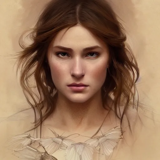 Image similar to Beautiful portrait of ryan mcpartlin, wide angle, intricate, wild, highly detailed, digital painting, artstation, concept art, smooth, sharp focus, illustration, art by artgerm and greg rutkowski and alphonse mucha - W 768