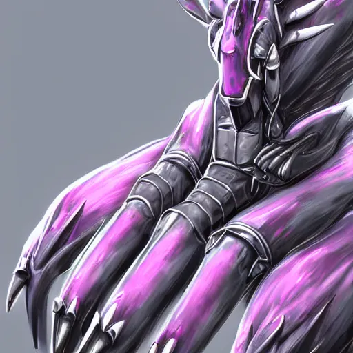 Image similar to very close up foot shot, detailed foot shot, feet art, furry paw, paw, dragon paw, paws, hyperdetailed elegant beautiful stunning hot anthropomorphic mecha female dragon, sharp silver armor fuchsia skin, showing quality detailed paws mecha dragon feet at camera, sharp claws, warframe fanart, furaffinity, deviantart, ekasportal