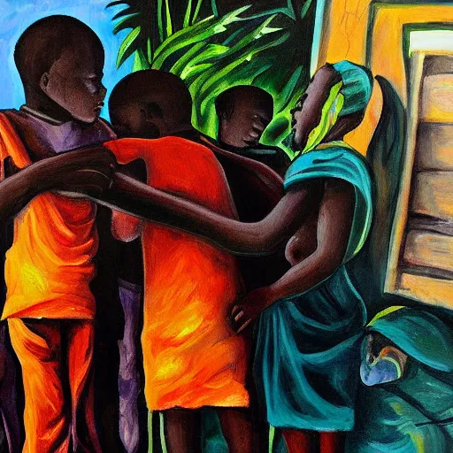 Image similar to slavery in friendship. painting