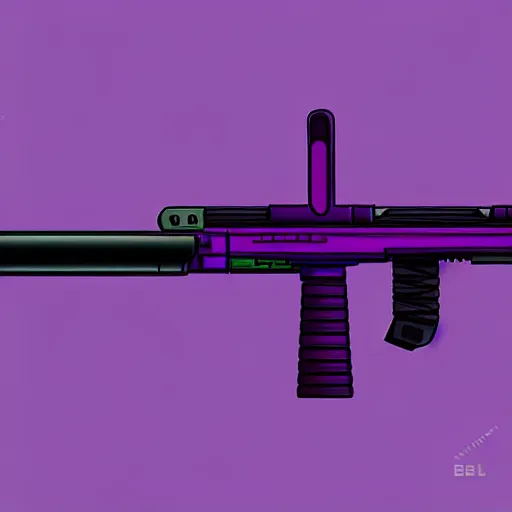 Image similar to beam rifle in the style of zdzisław beksinski, bulky, purple, dark atmosphere, weapon schematic