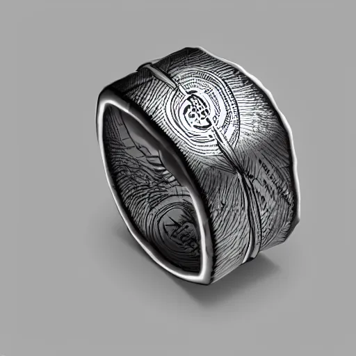 Image similar to the ring from lord if the rings with an imprinted ruler, cm scale imprinted on the inside of the ring, highly detailed, 8 k, trending on artstation, mystic, rpg artwork