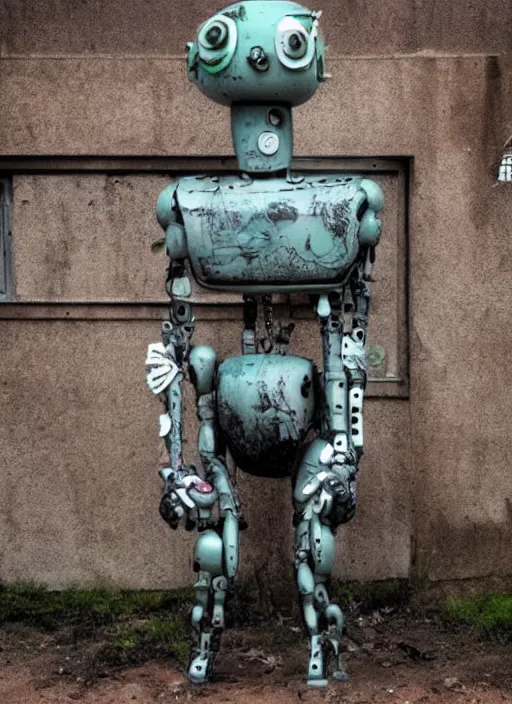 Prompt: abandoned robot, phlegm