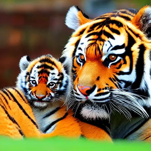 Image similar to tiger cub wearing a cincinnati bengals helmet