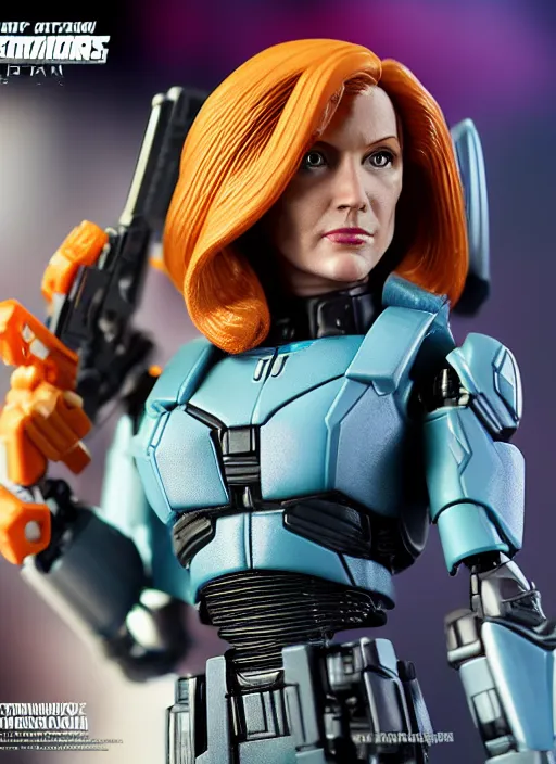 Prompt: Transformers Decepticon Dana Scully action figure from Transformers: Kingdom, symmetrical details, by Hasbro, Takaratomy, tfwiki.net photography, product photography, official media