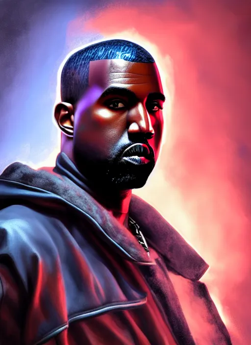 Image similar to A striking epic hyper real comic book style portait painting of Kanye west as a bard, D&D Concept Art, unreal 5, DAZ, Apex legends concept art, hyperrealistic, octane render, cosplay, RPG portrait, dynamic lighting