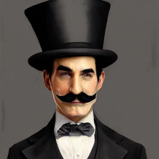 Image similar to hyper realistic dapper fancy luigi wearing a top hat, smirking deviously, painted by greg rutkowski, wlop, artgerm