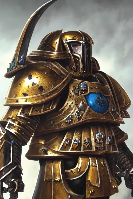 Image similar to armor portrait heros warhammer 4 0 k horus heresy fanart - the primarchs emperor by johannes helgeson animated with vfx concept artist & illustrator global illumination ray tracing hdr fanart arstation zbrush central hardmesh 8 k octane renderer comics stylized