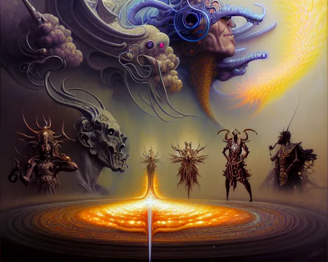 Prompt: the armies of heaven and hell, fantasy character portrait made of fractals facing each other, ultra realistic, wide angle, intricate details, the fifth element artifacts, highly detailed by peter mohrbacher, hajime sorayama, wayne barlowe, boris vallejo, aaron horkey, gaston bussiere, craig mullins