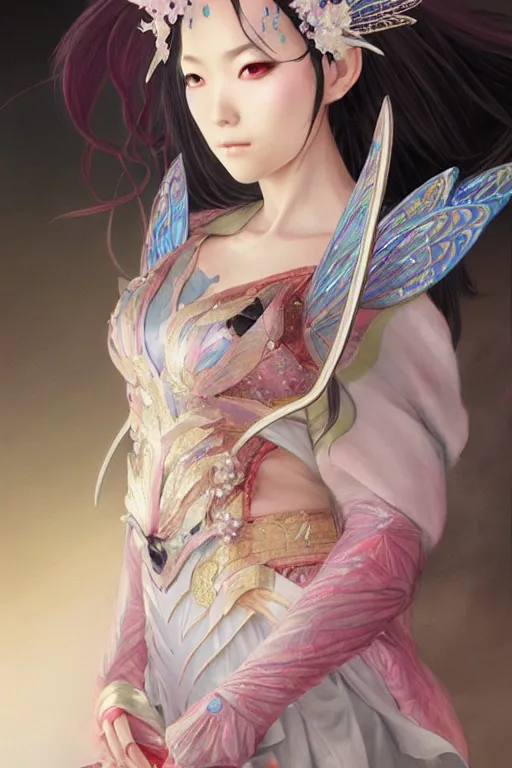 Image similar to fairy japanese princess, highly detailed, d & d, fantasy, highly detailed, digital painting, trending on artstation, concept art, sharp focus, illustration, art by artgerm and greg rutkowski and magali villeneuve