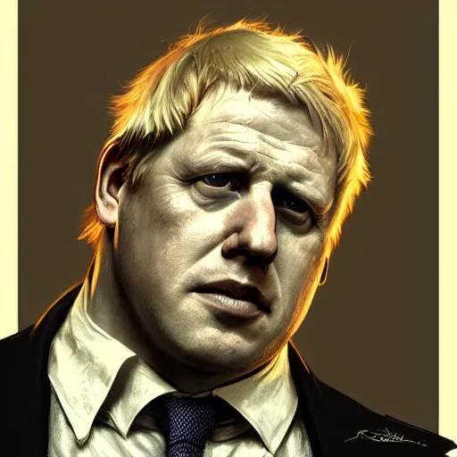 Image similar to portrait of boris johnson in fallout 3, real life skin, intricate, elegant, highly detailed, artstation, concept art, smooth, sharp focus, art by artgerm and greg rutkowski and alphonse mucha