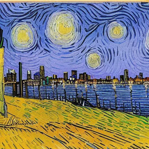 Image similar to van gogh sketch of downtown miami