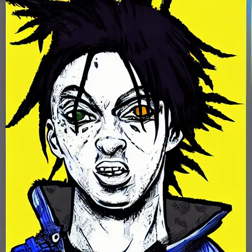 Image similar to playboi carti rapper in the style of dorohedoro