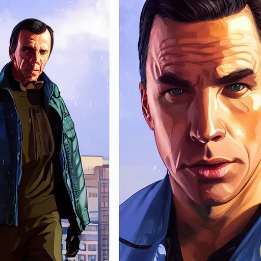 Image similar to [UHD Fonze as a GTA character on the streets of futuristic laserpunk Dallas, correct face, intricate facial details, symmetrical face, elegant, graphic detail, digital painting, trending on artstation, concept art, tonalism, sharp focus, illustration, art by Akira Toriyama and Greg Rutkowski and Alphonse Mucha]