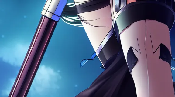 Prompt: Anime Screenshot of a Nier 2B HOLDING A KATANA | Moonlit Night | strong blue rimlit | visual-key | anime illustration BY STUDIO TRIGGER | highly detailed