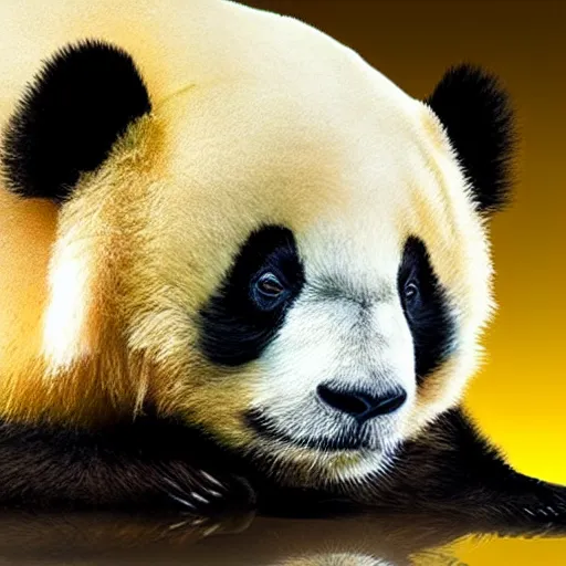 Image similar to golden skinned panda giving birth to the universe!