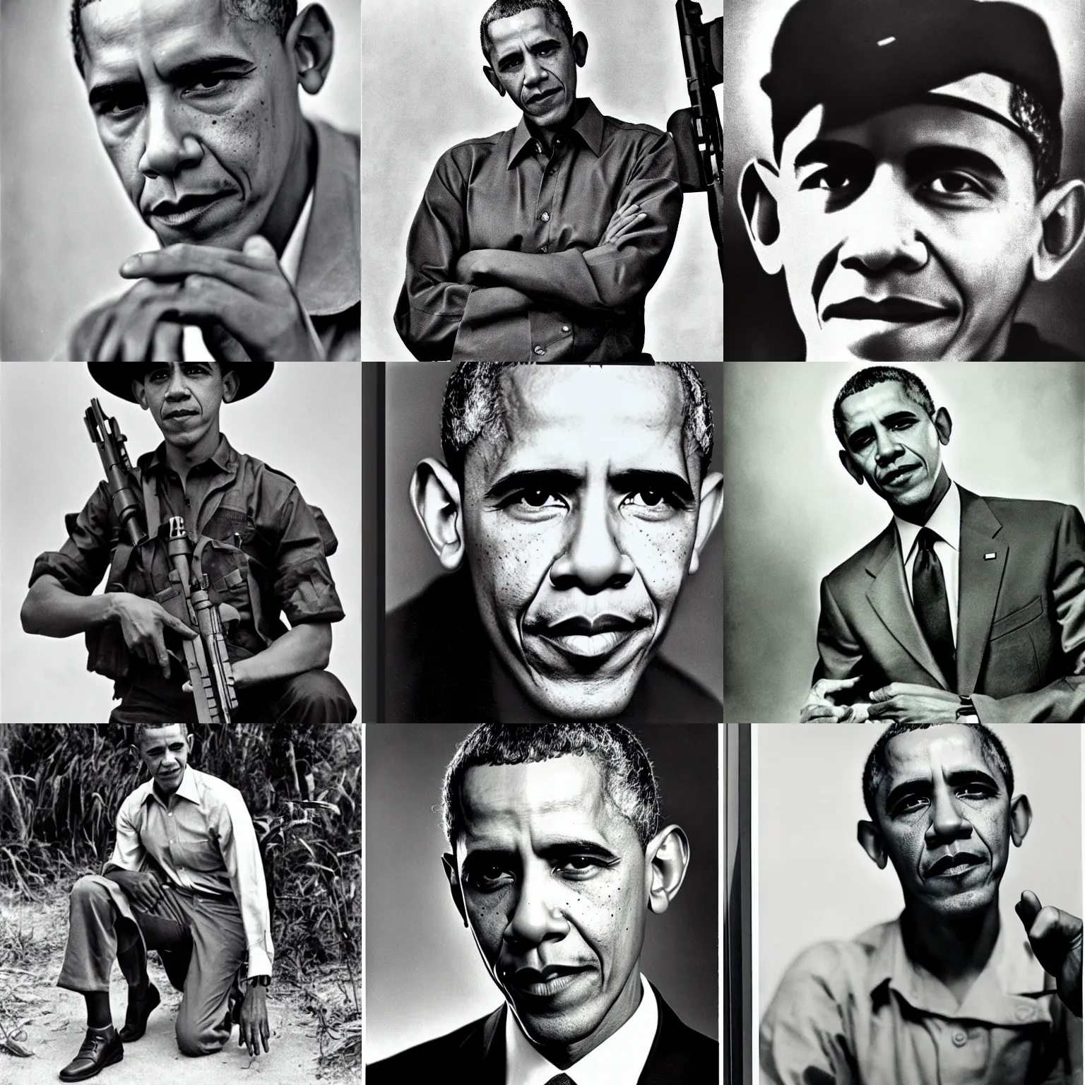 Prompt: photo of barack obama, guerrillero heroico, photo by alberto korda