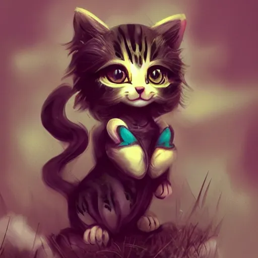 Image similar to photo of a kitty looking like fantasy characters with cute faces live in its habitat, trending on artstation