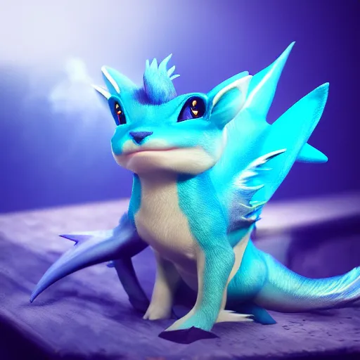 Image similar to photography of a realistic vaporeon animal, ultra detailed, 8 k, cinematic lighting, natural background, trending on artstation, pokemon