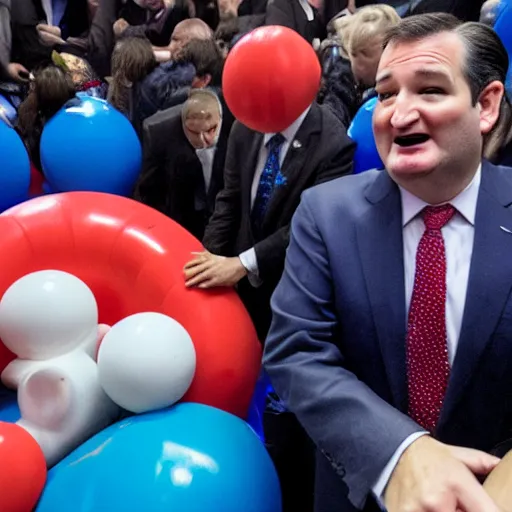 Prompt: Ted Cruz crying in a ball pit