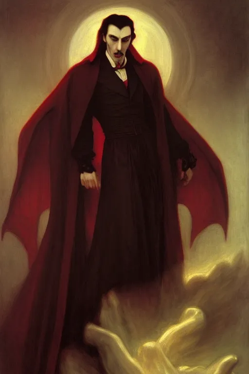 Image similar to dracula, painting by rossetti bouguereau, detailed art, artstation