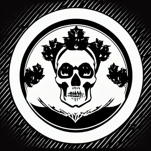 Image similar to death metal themed skull shaped microphone vector logo for a record label, dark, horrorcore, grunge, dark forest, ent, symmetrical golden ratio